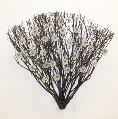 Vintage Branch Adorned with Metal Jasmine Flowers