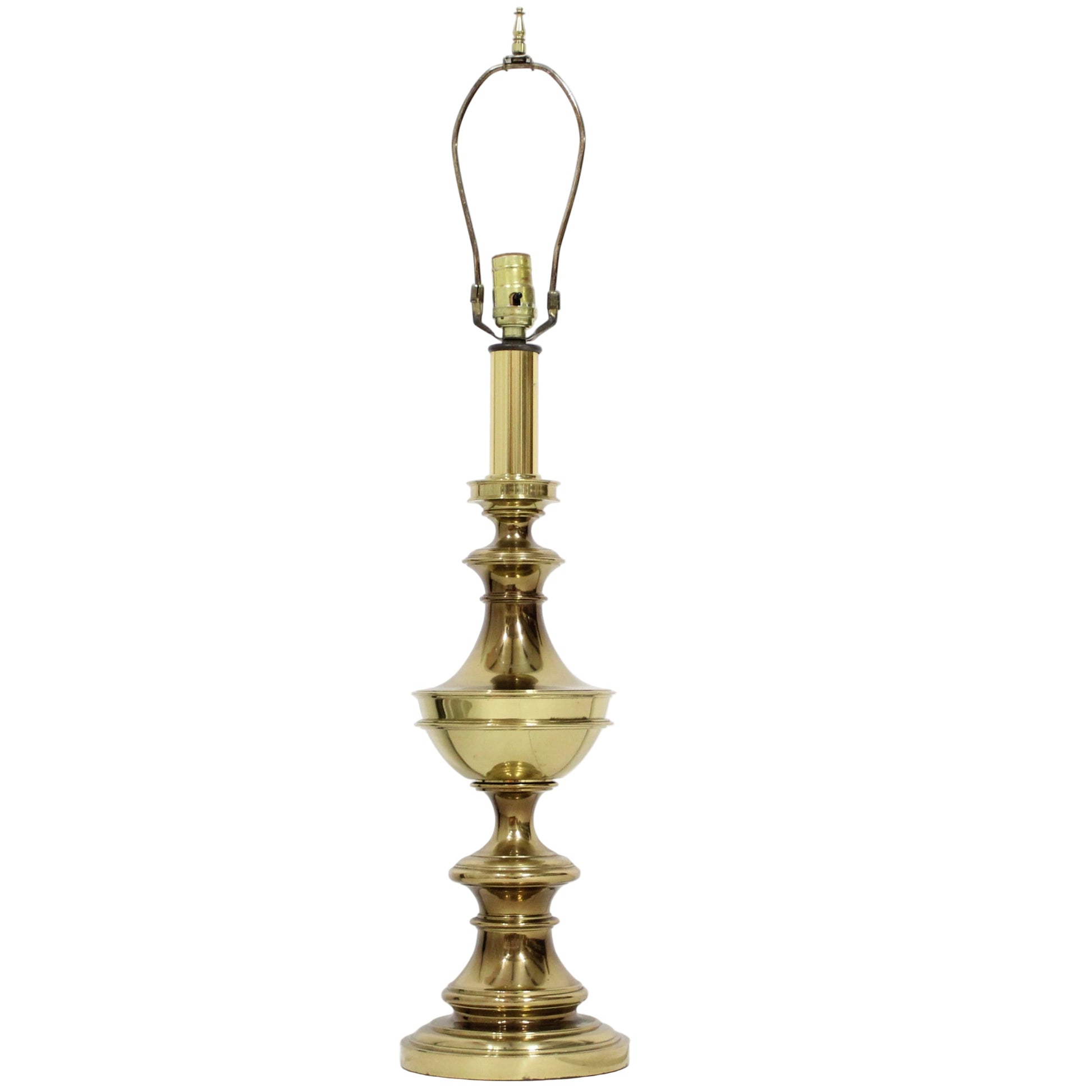 1960s Large Brass Candlestick Shape Table Lamp