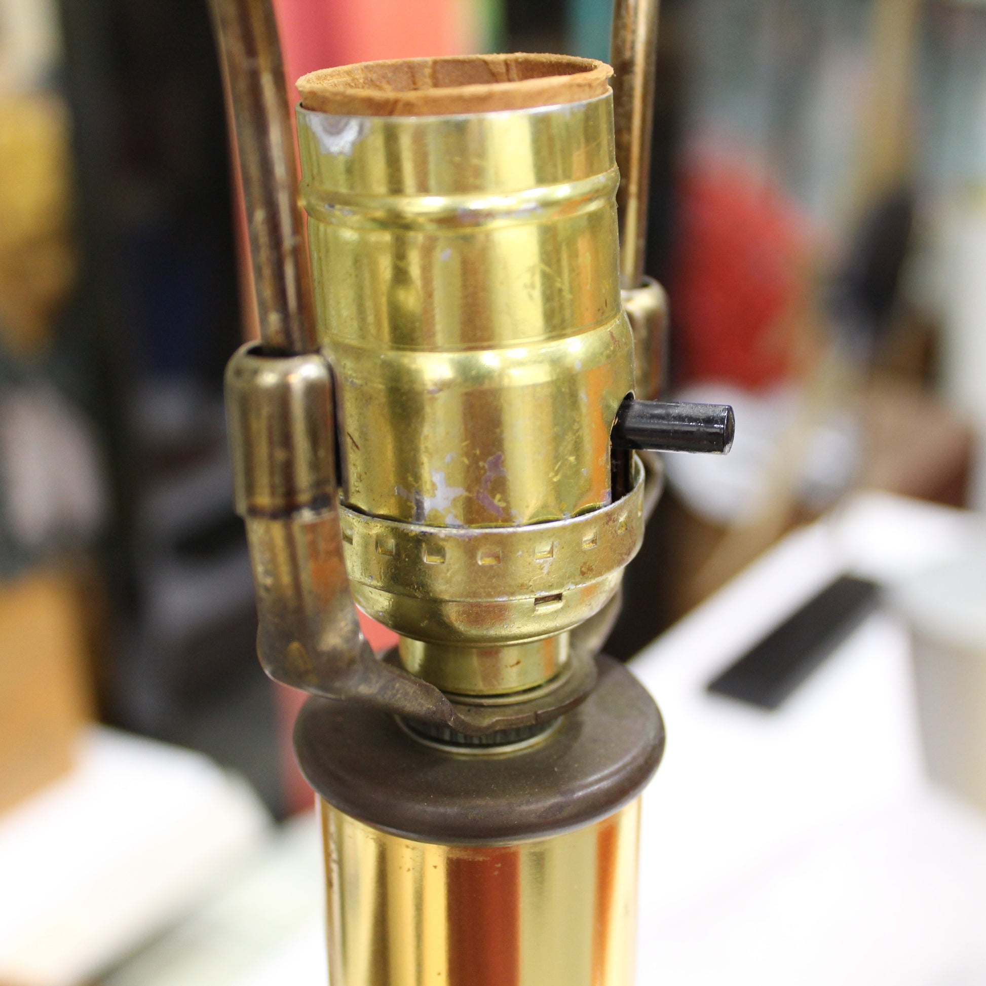 1960s Large Brass Candlestick Shape Table Lamp