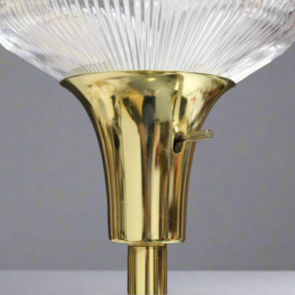 Vintage Brass Floor Lamp w/ Starburst Shade