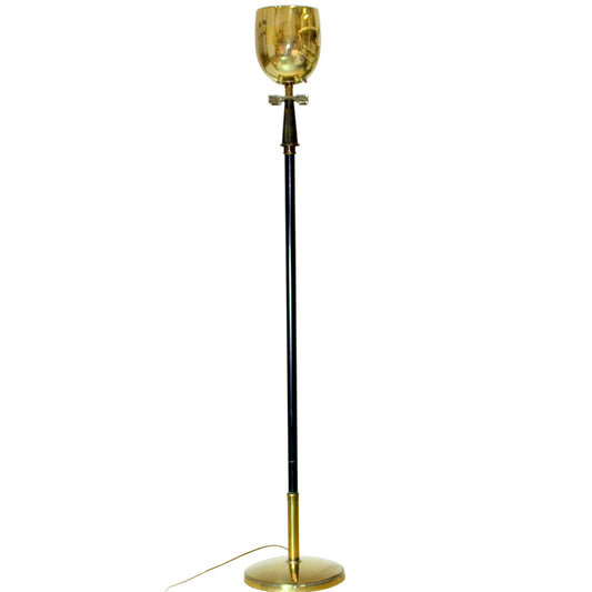 1960s Brass Greek Key Torchiere Floor Lamp | Tommi Parzinger Style