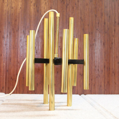 Vintage Tubular Brass Chandelier Sciolari Style