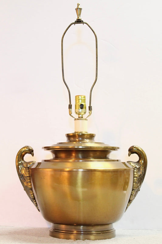 Vintage Brass Urn Table Lamp | Swan Handles