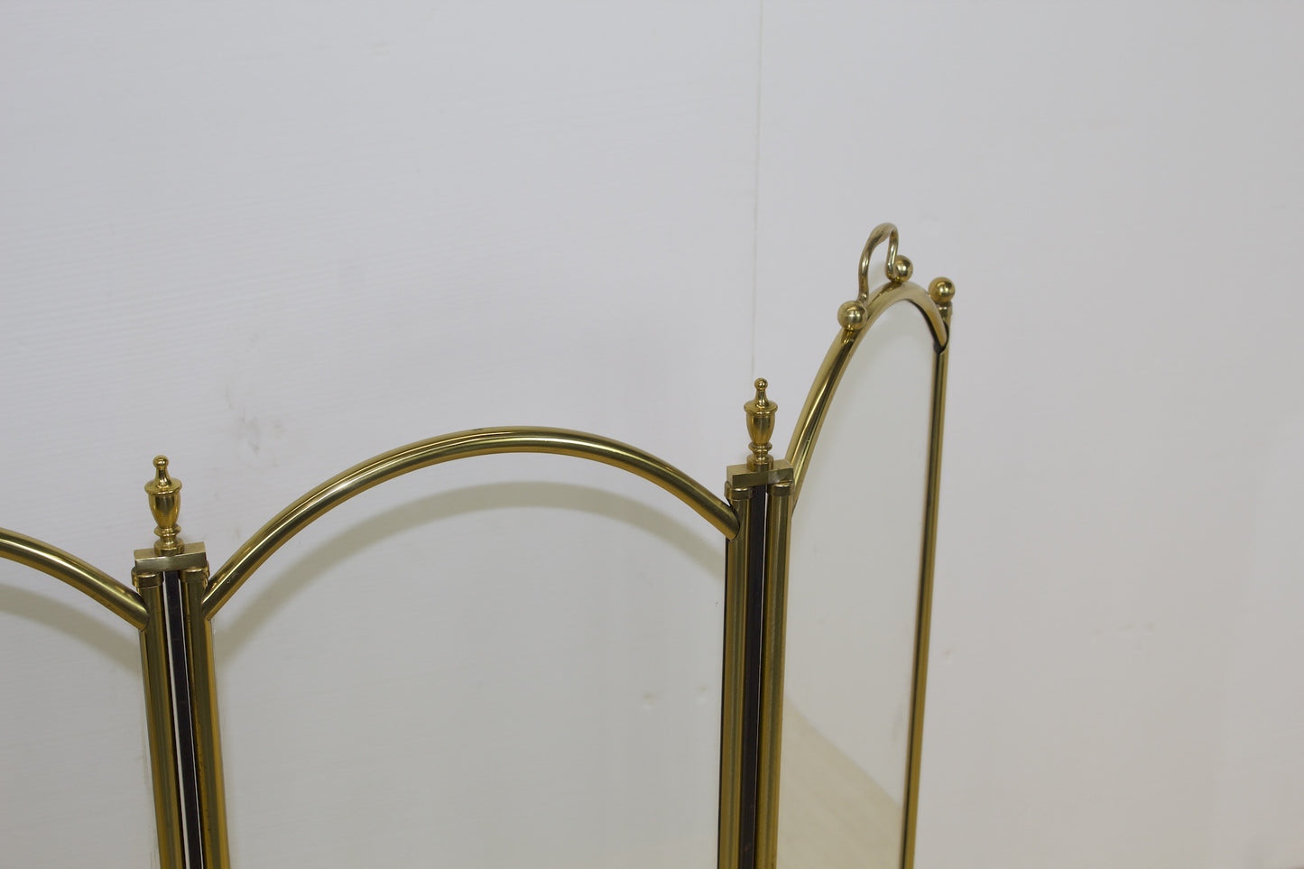 4 Panel Brass and Glass Fireplace Screen
