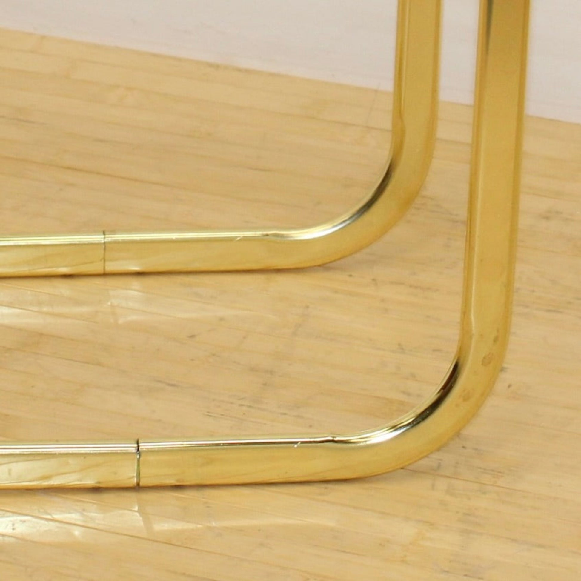 1980s Brass Finish and Glass Cantilever Table