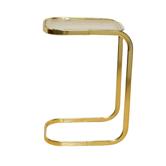 1980s Brass Finish and Glass Cantilever Table