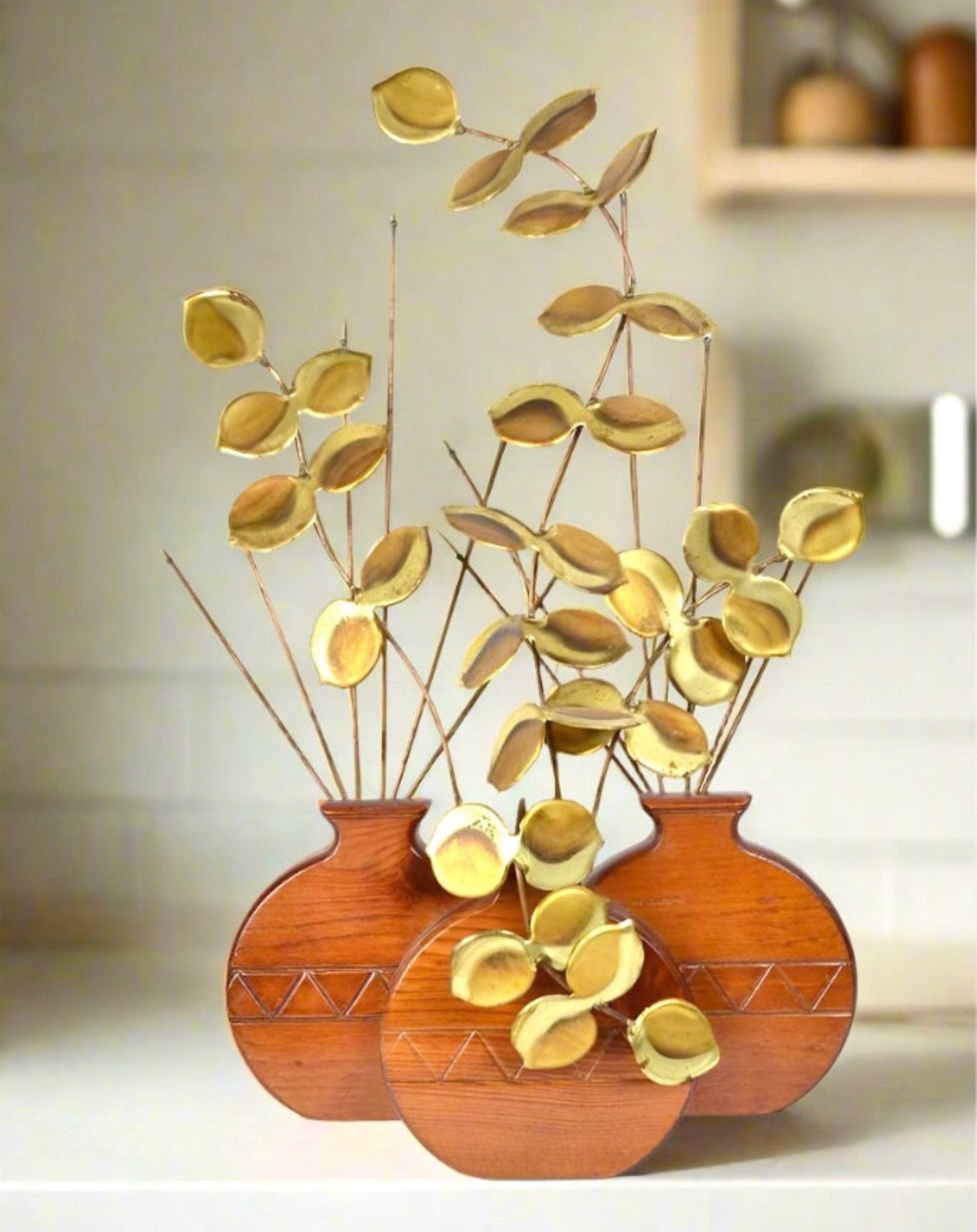 Tabletop sculpture | Teak and Brass