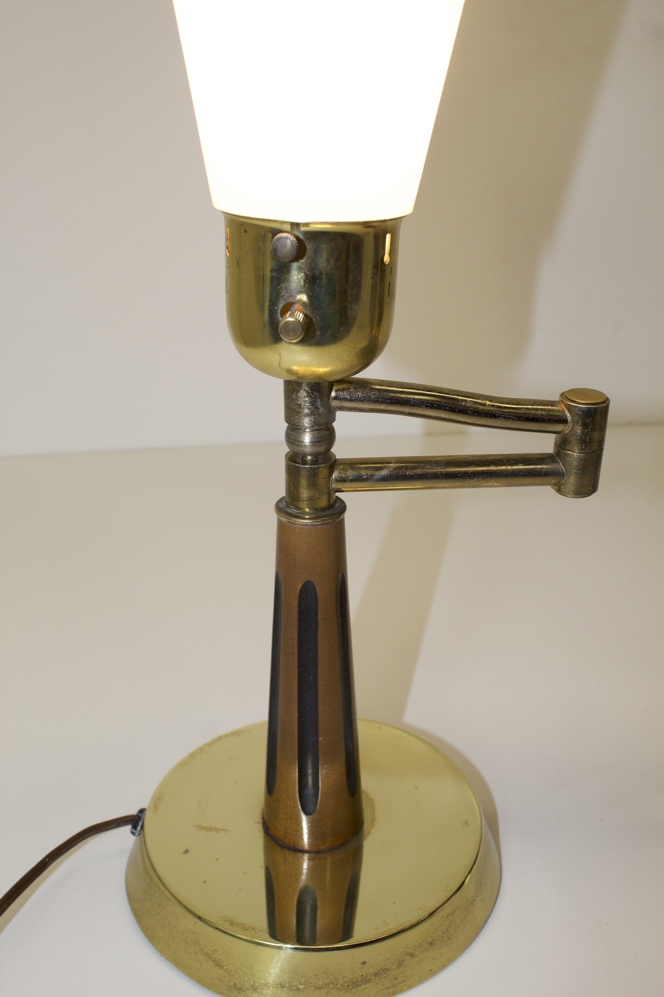 Brass and Wood Desk LAmp