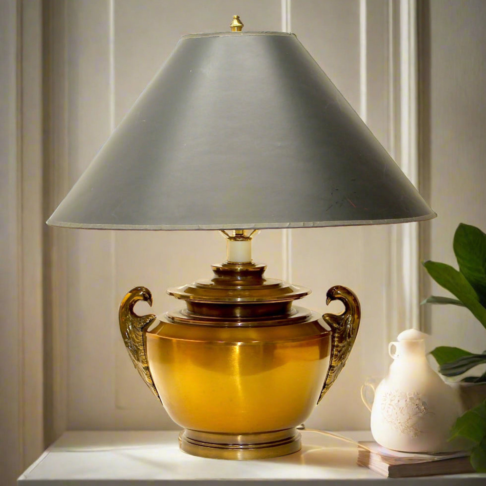 Classical Urn Style Brass Table Lamp/ Styled after Fredrick Cooper Hollywood Regency table lamp