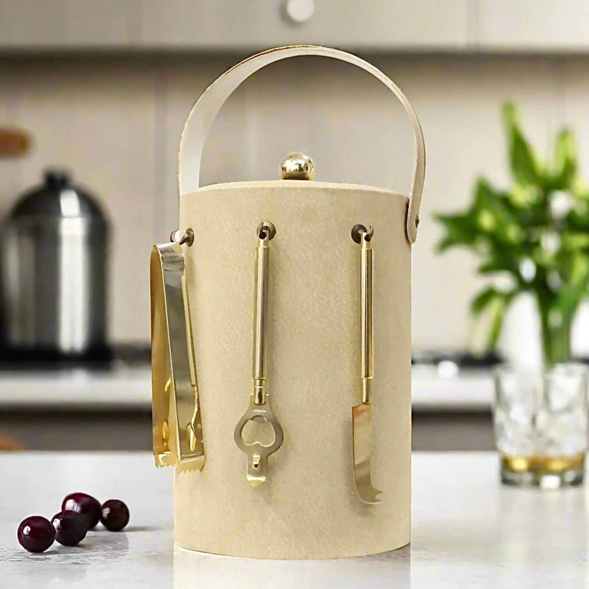 1970s Suede Ice Bucket | Georges Briard