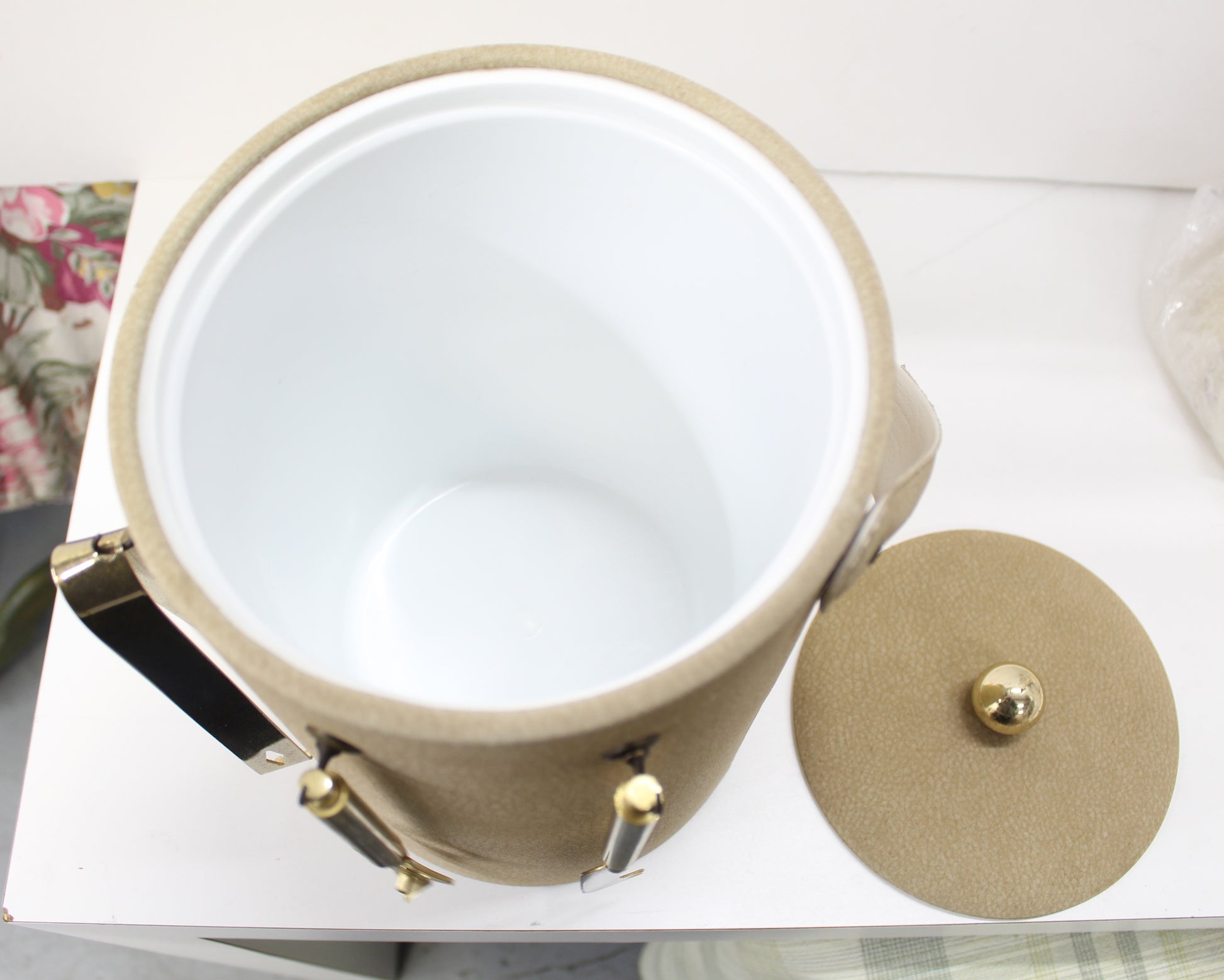 1970s Suede Ice Bucket | Georges Briard