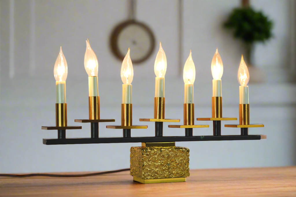 Brutalist Seven Arm Electric Candelabra