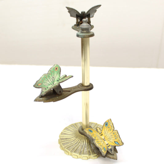 Vintage Allied Brass 3 Tier Butterfly Note Holder