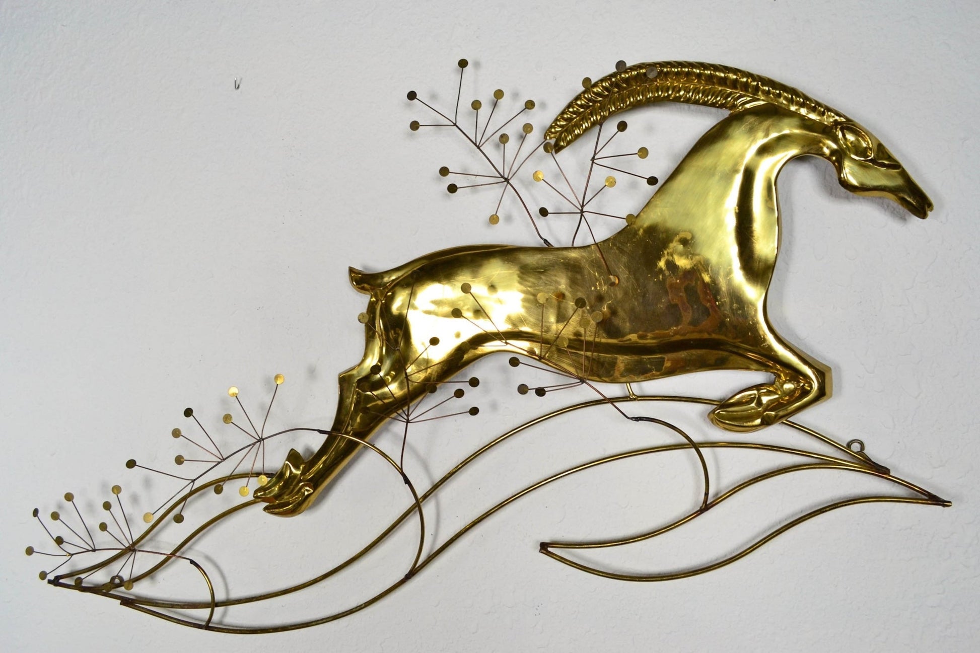 Curtis Jere Brass Gazelle Wall Sculpture