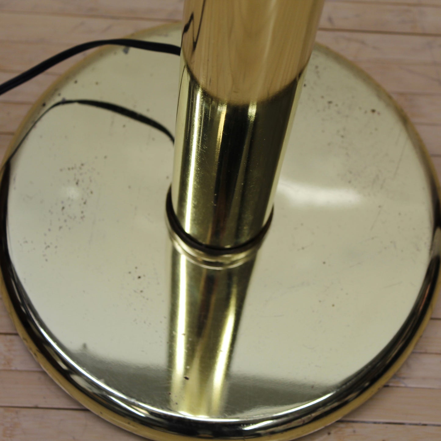 Vintage Brass Floor Lamp w/ Glass Calla Lily Shades