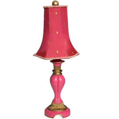 Chic 2005 Pink Glass Boudoir Table Lamp with Matching Polka Dot Shade.