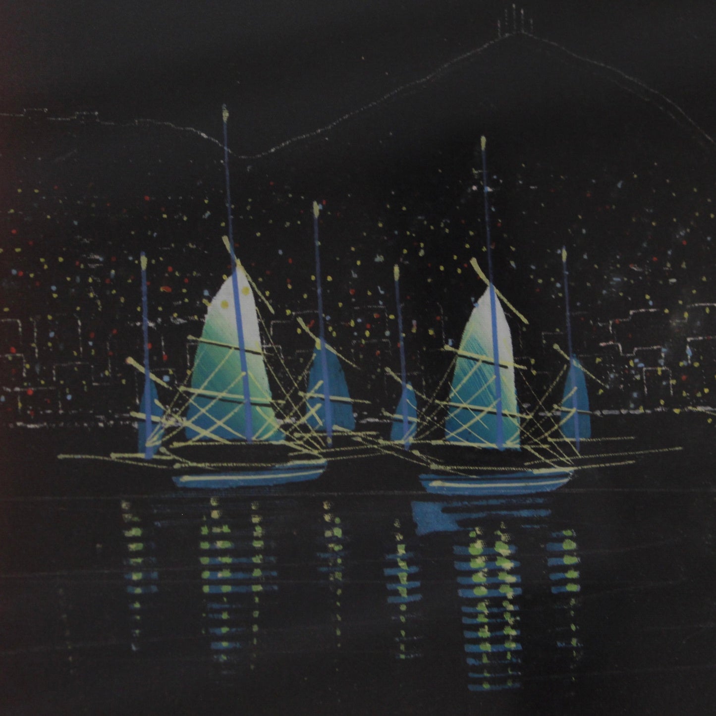 Framed Oriental Cityscape Painting on Silk