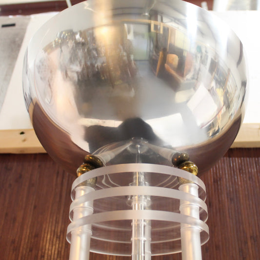 Mid Century Space Age Chrome & Lucite Torchiere Lamp