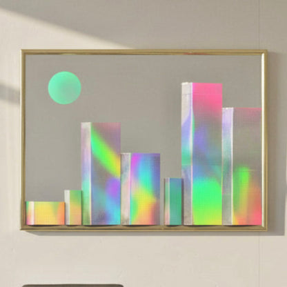 Vintage 1970s Prism Cityscape Mirror