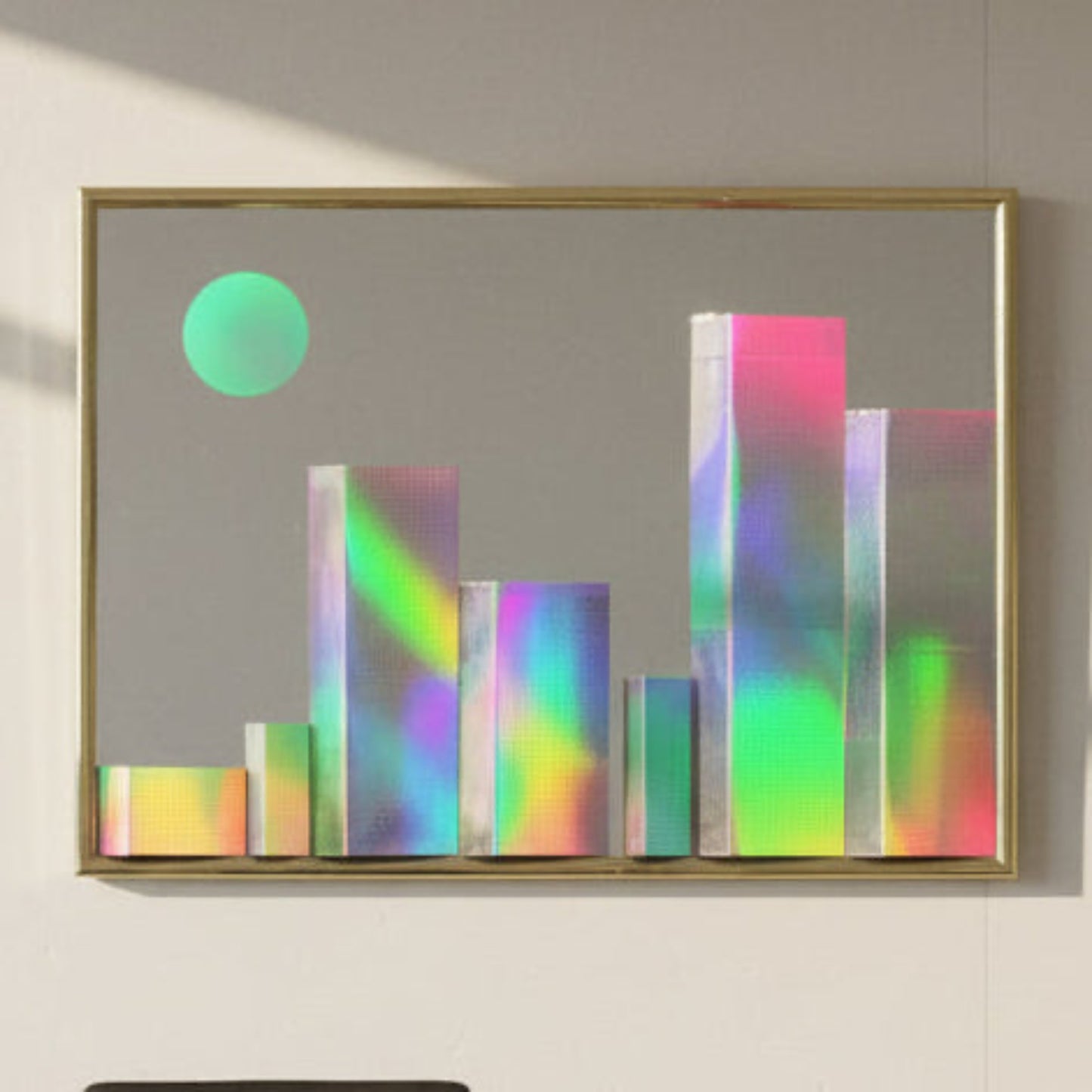 Vintage 3D Holographic Prism Cityscape Mirror