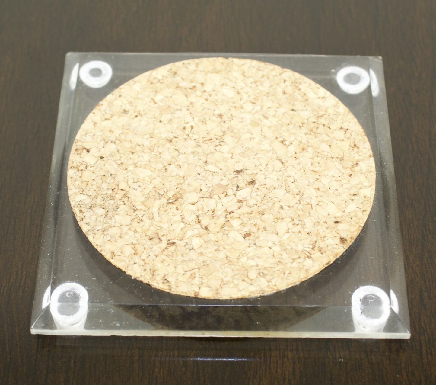 Set of 6 Clear Lucite and Cork Coasters