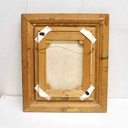 The back  of orange poppy oil painting with thick impasto texture signed King".