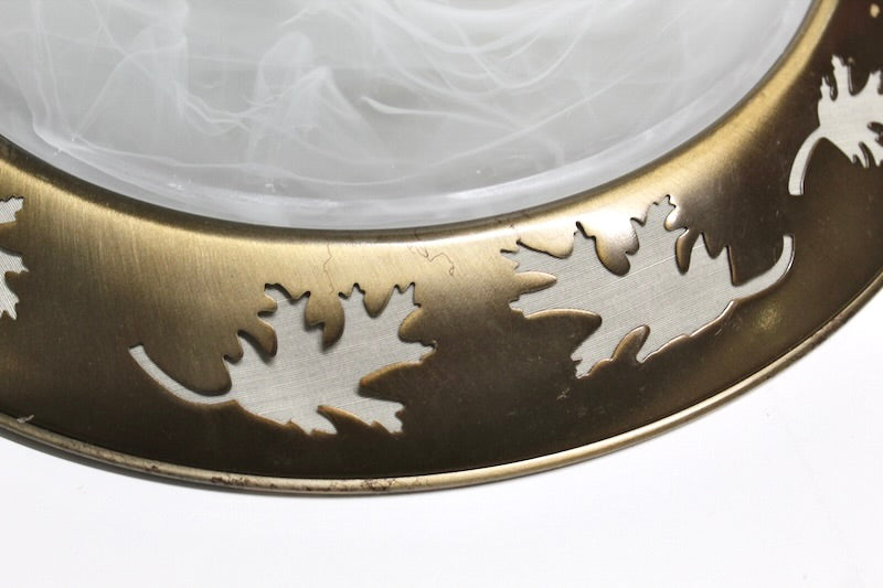 Vintage Flush Mount Ceiling Fixture | Oak Leaf Cutouts