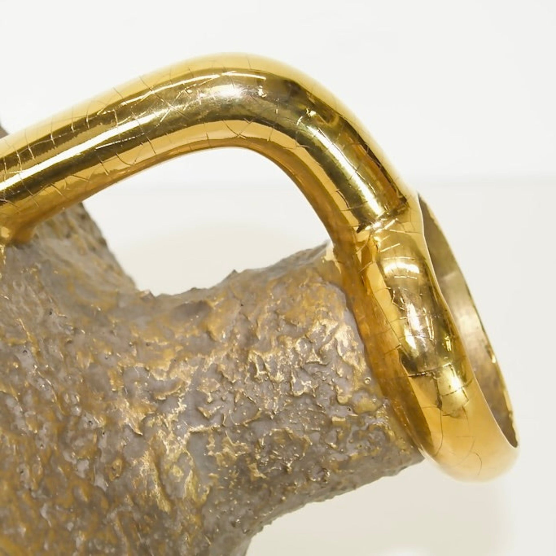 Large Decorative Tilted Amphora Vessel neck and handle.