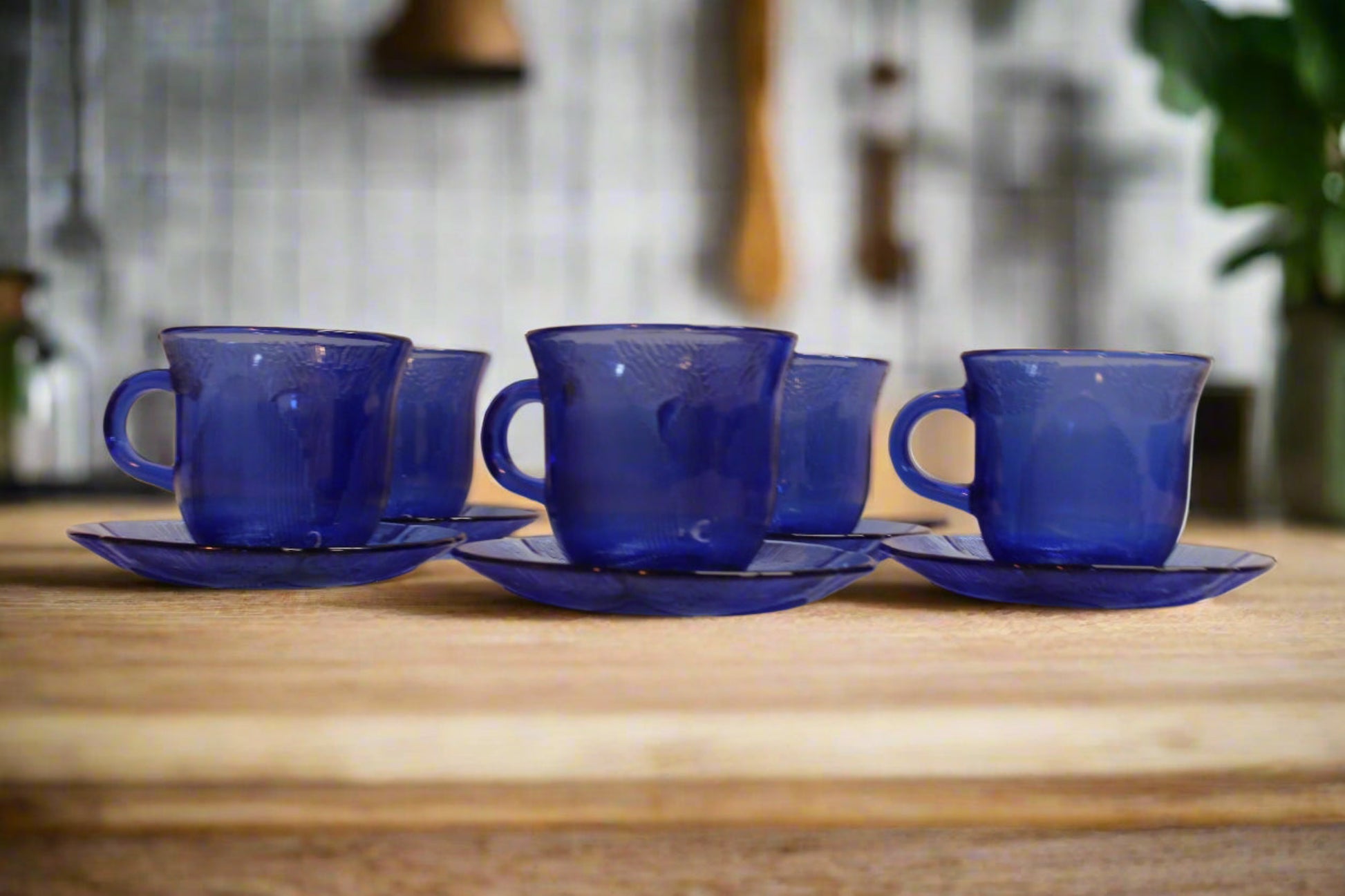  Forte Crisa, Cobalt Blue Coffee Cups and Saucers