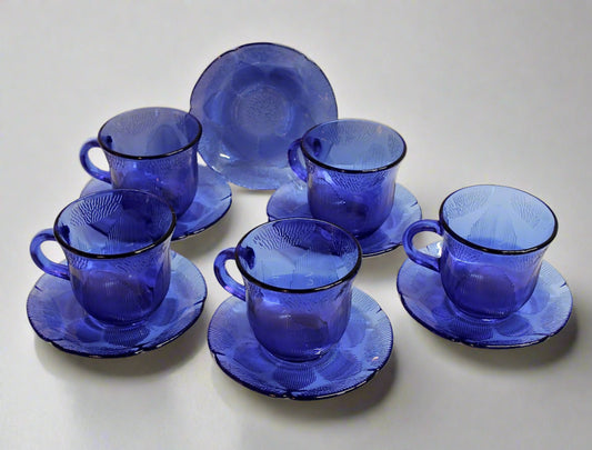  Forte Crisa, Cobalt Blue Coffee Cups and Saucers