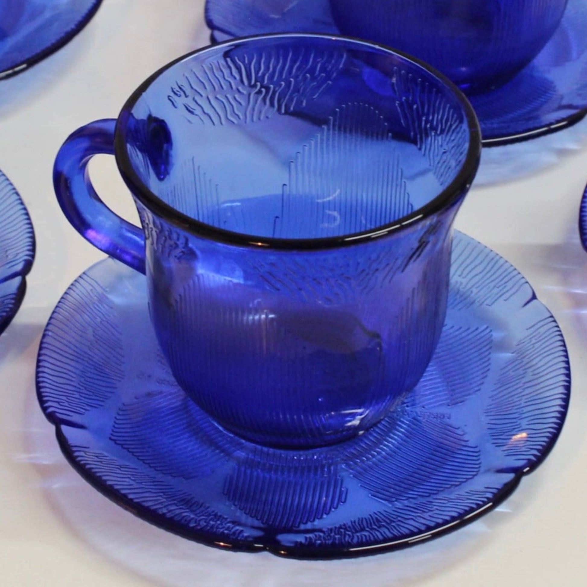  Forte Crisa, Cobalt Blue Coffee Cups and Saucers