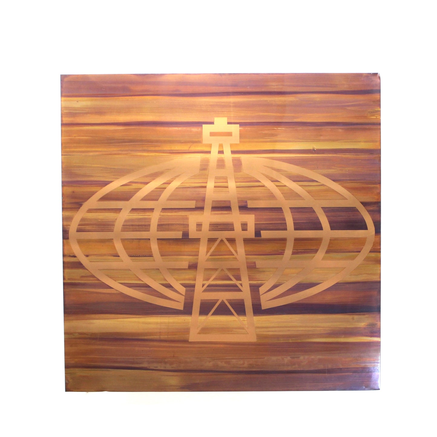 Large Copper Wall Art Oil Rig with Globe