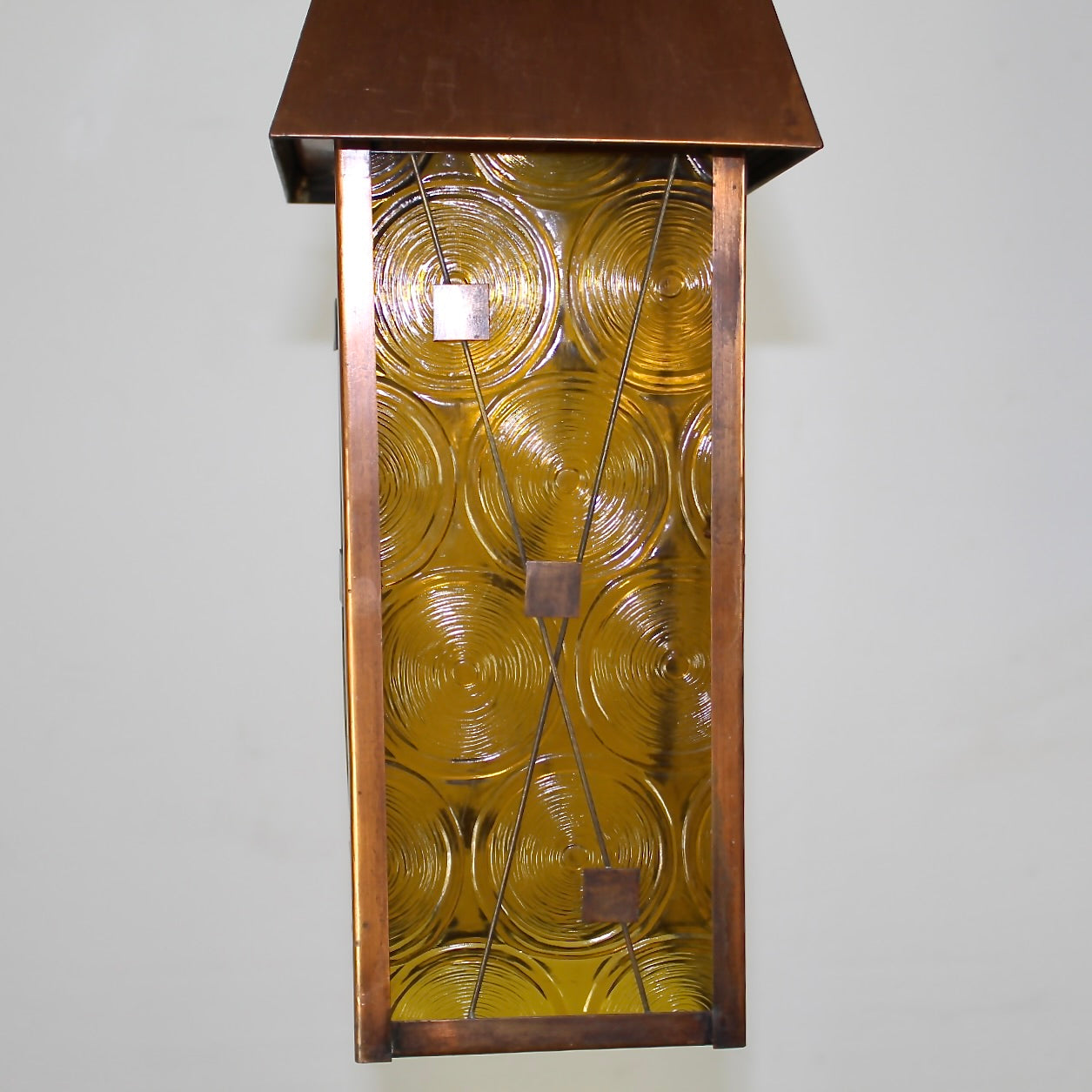 Copper Lantern Pendant Light, Close up.