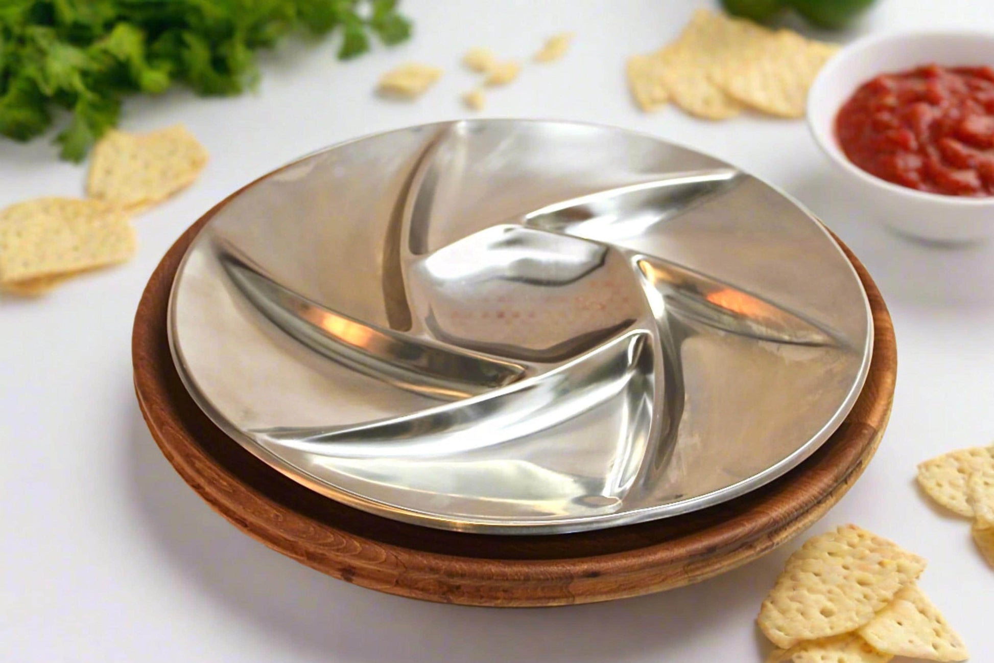 Stainless Steel Serving Platter & Dansk Lazy Susan Set