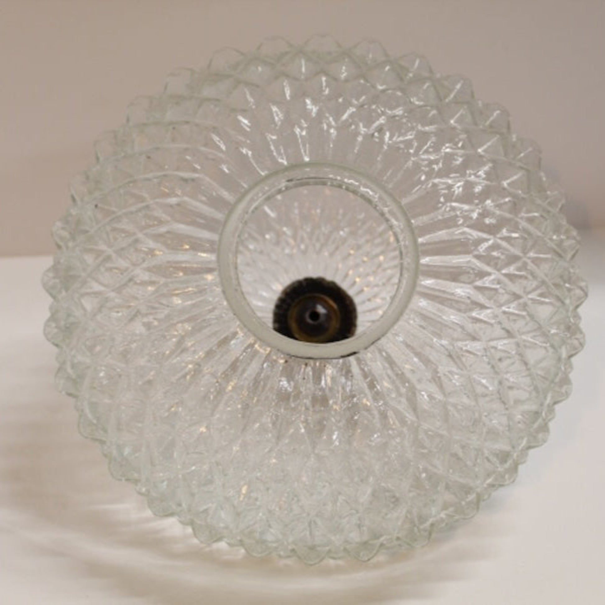 1970s Diamond-Cut Glass Light Shade | Ceiling Light Shade