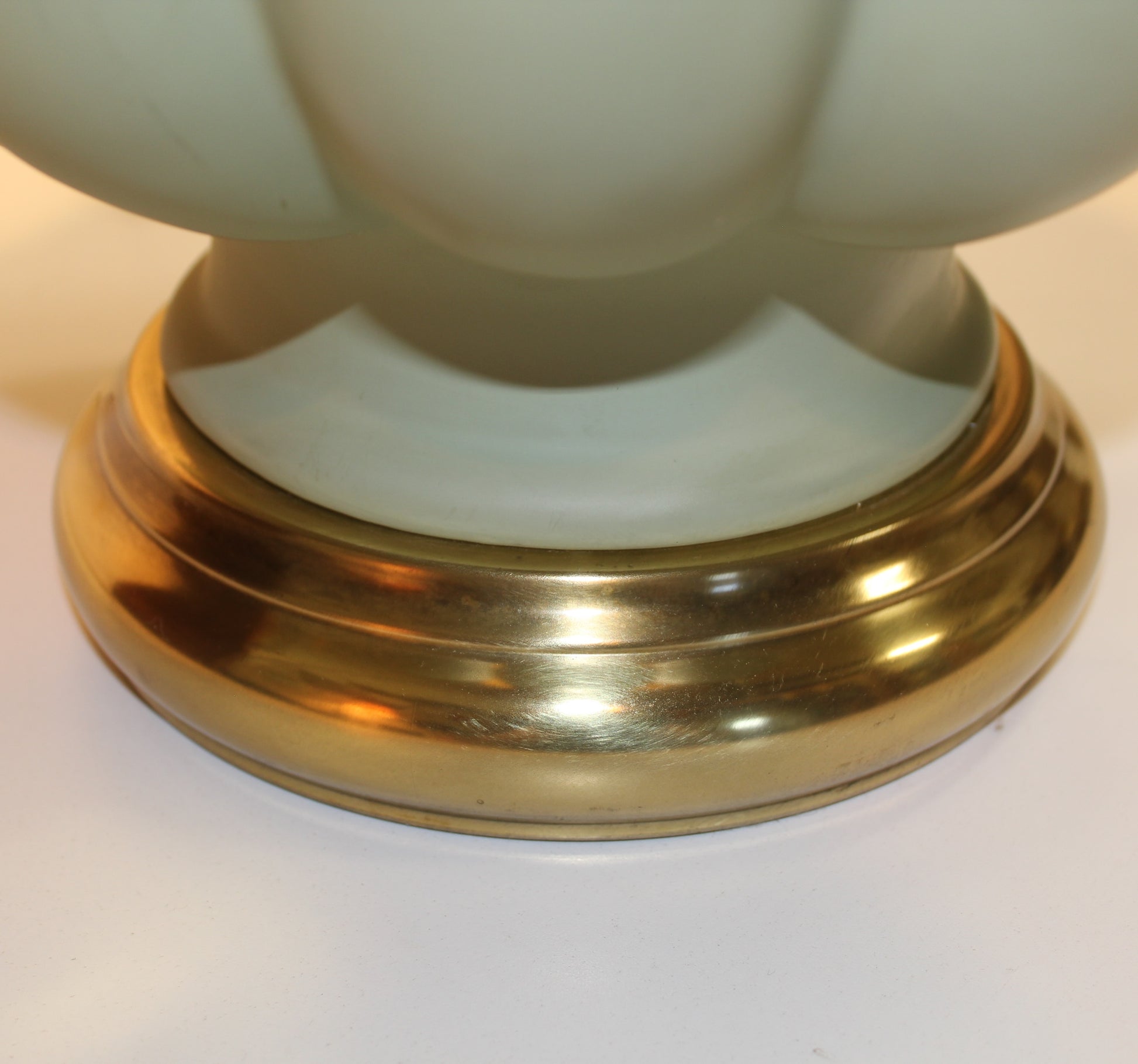 Vintage Brass Dolphins & Seafoam Ceramic Table Lamp