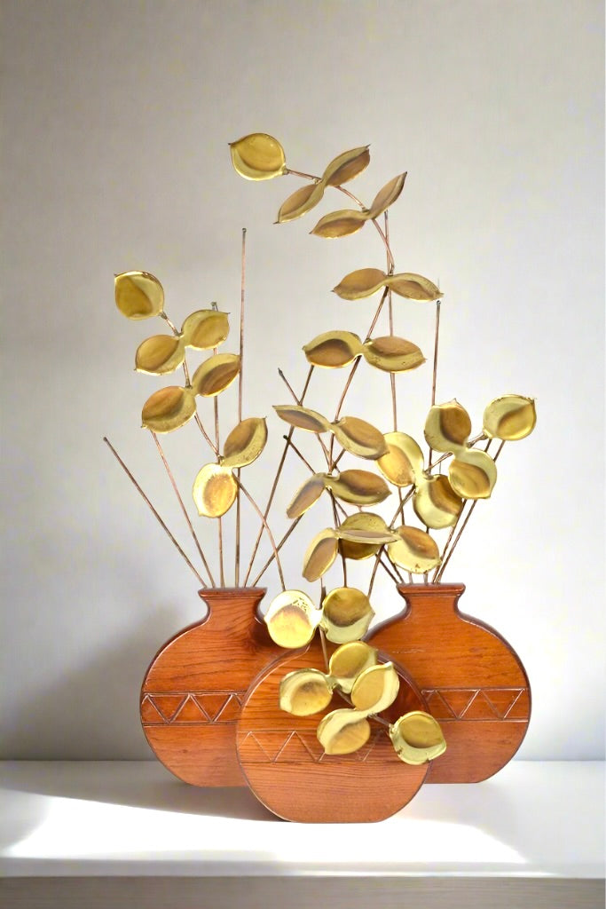 Tabletop sculpture | Teak and Brass