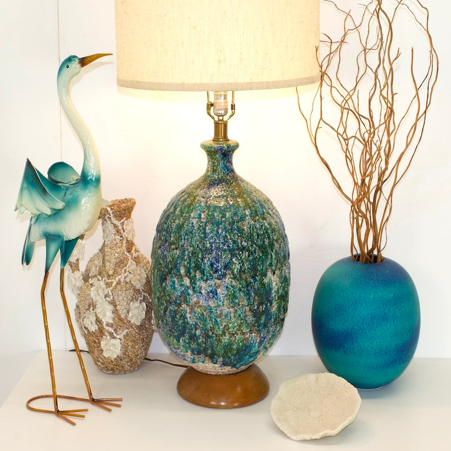 Spectacular Green Blue Lava Ceramic Table Lamp