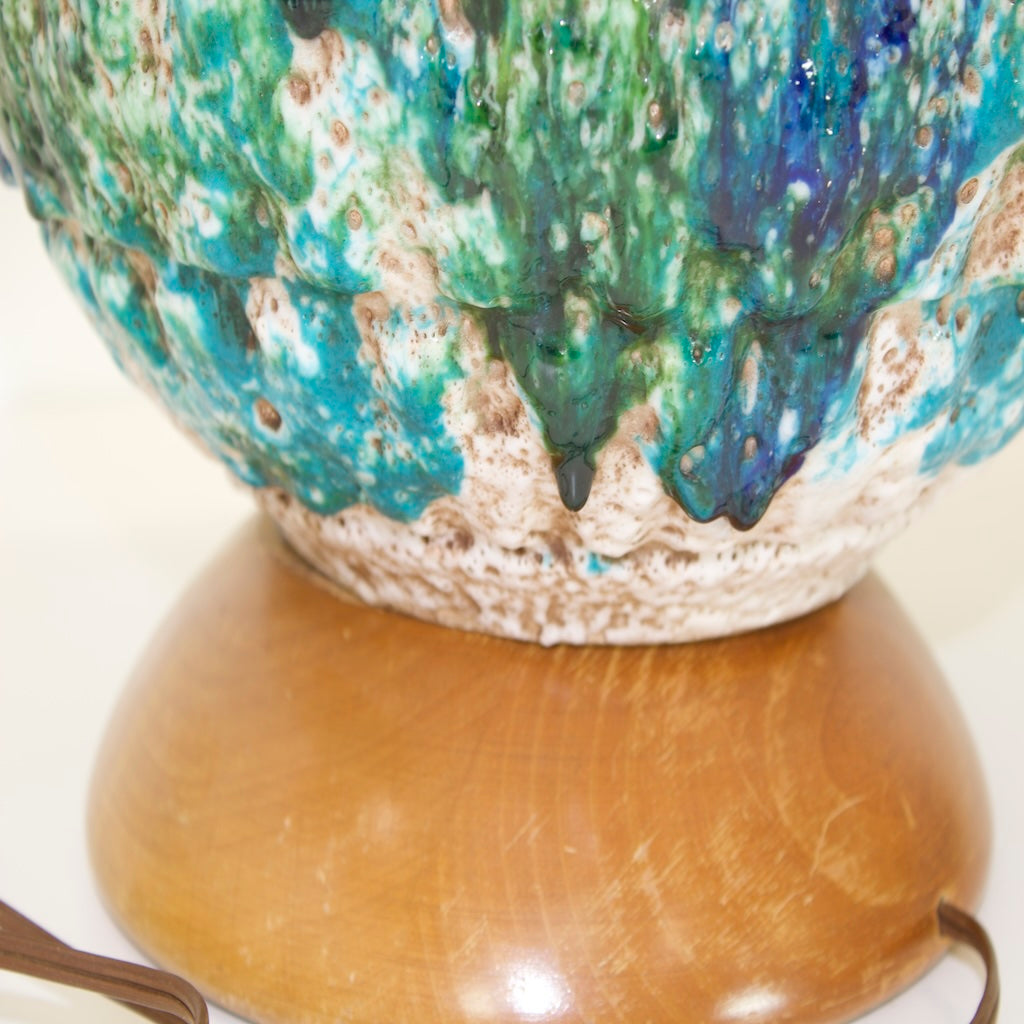 Spectacular Green Blue Lava Ceramic Table Lamp