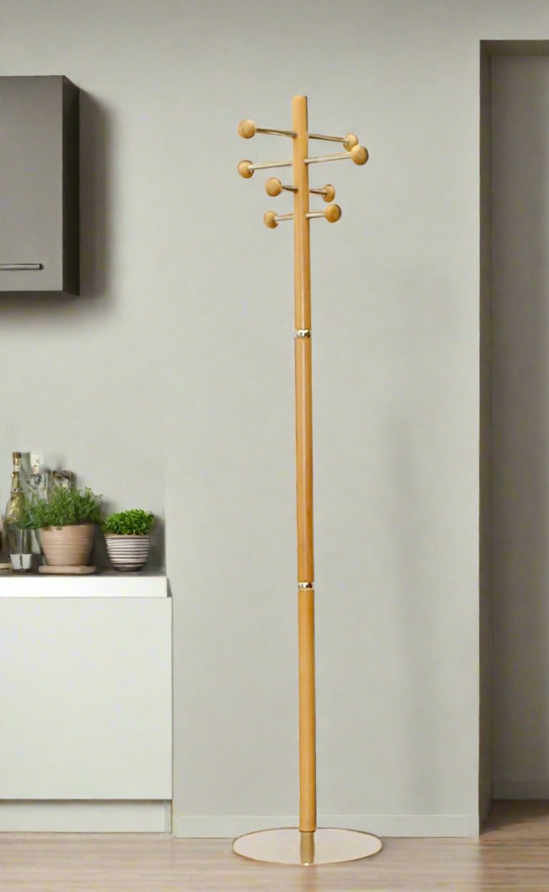 Minimalist European White Beech Wood Coat Rack