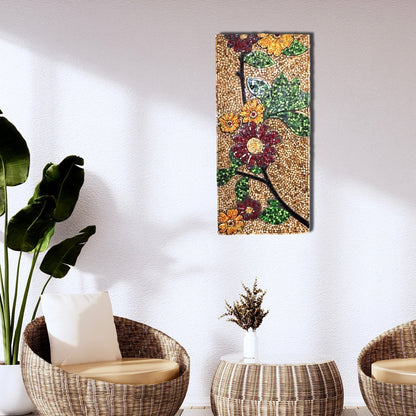  Large Vintage Glass Mosaic Flowers