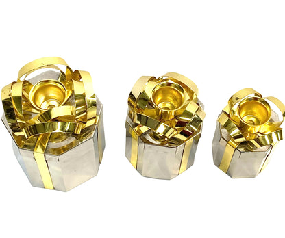 Godinger Silverplate Gift Box Candleholders Set of 3