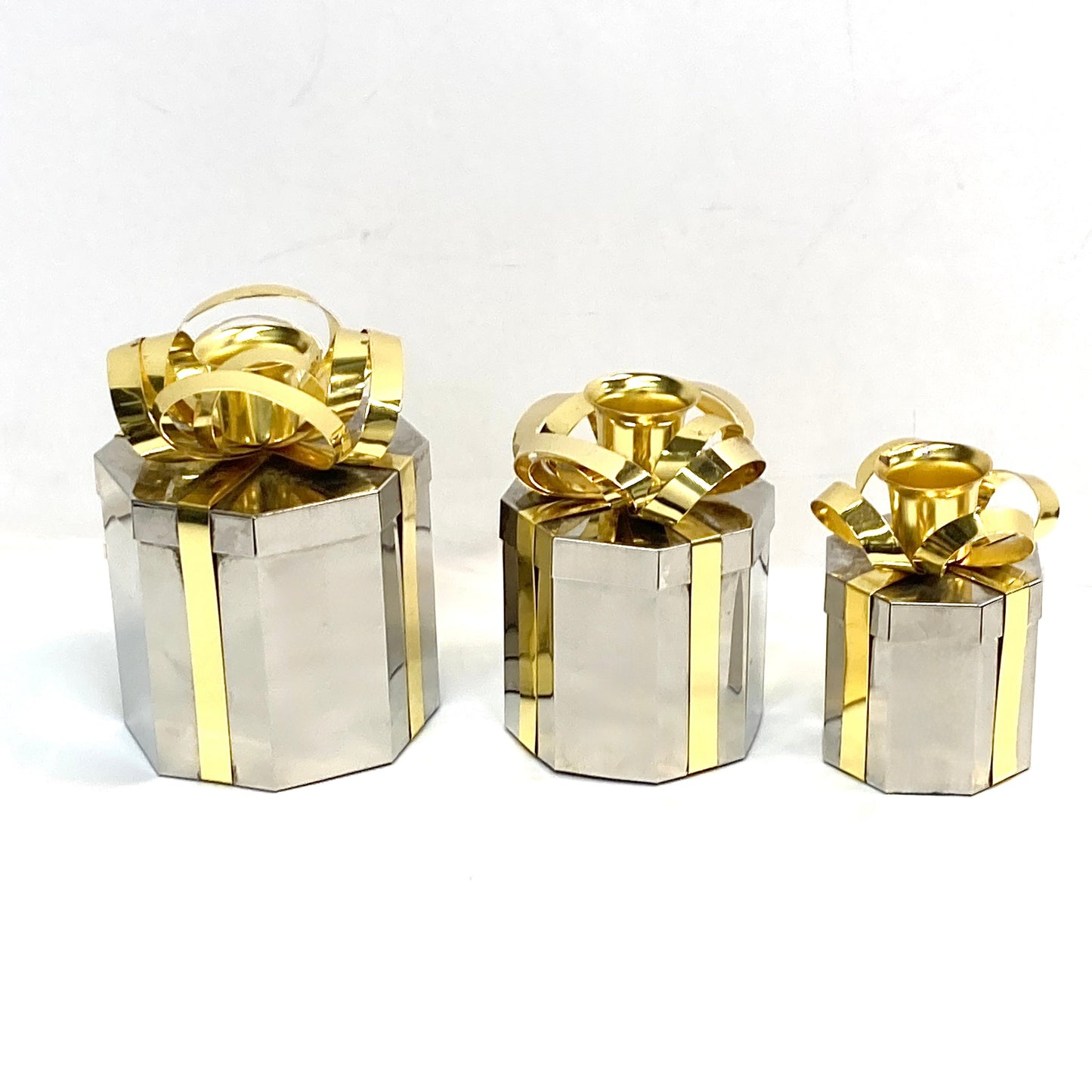 Godinger Silverplate Gift Box Candleholders Set of 3
