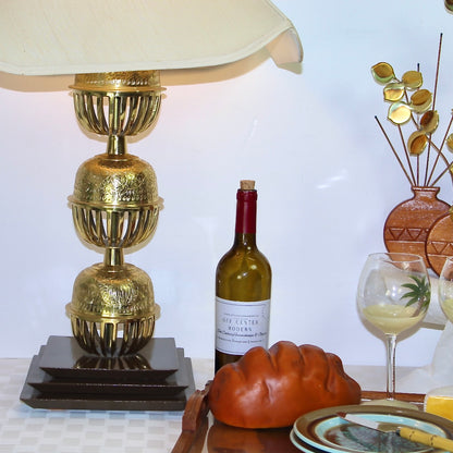 Large Table Lamp | Asian Decor | Brass Incense Balls