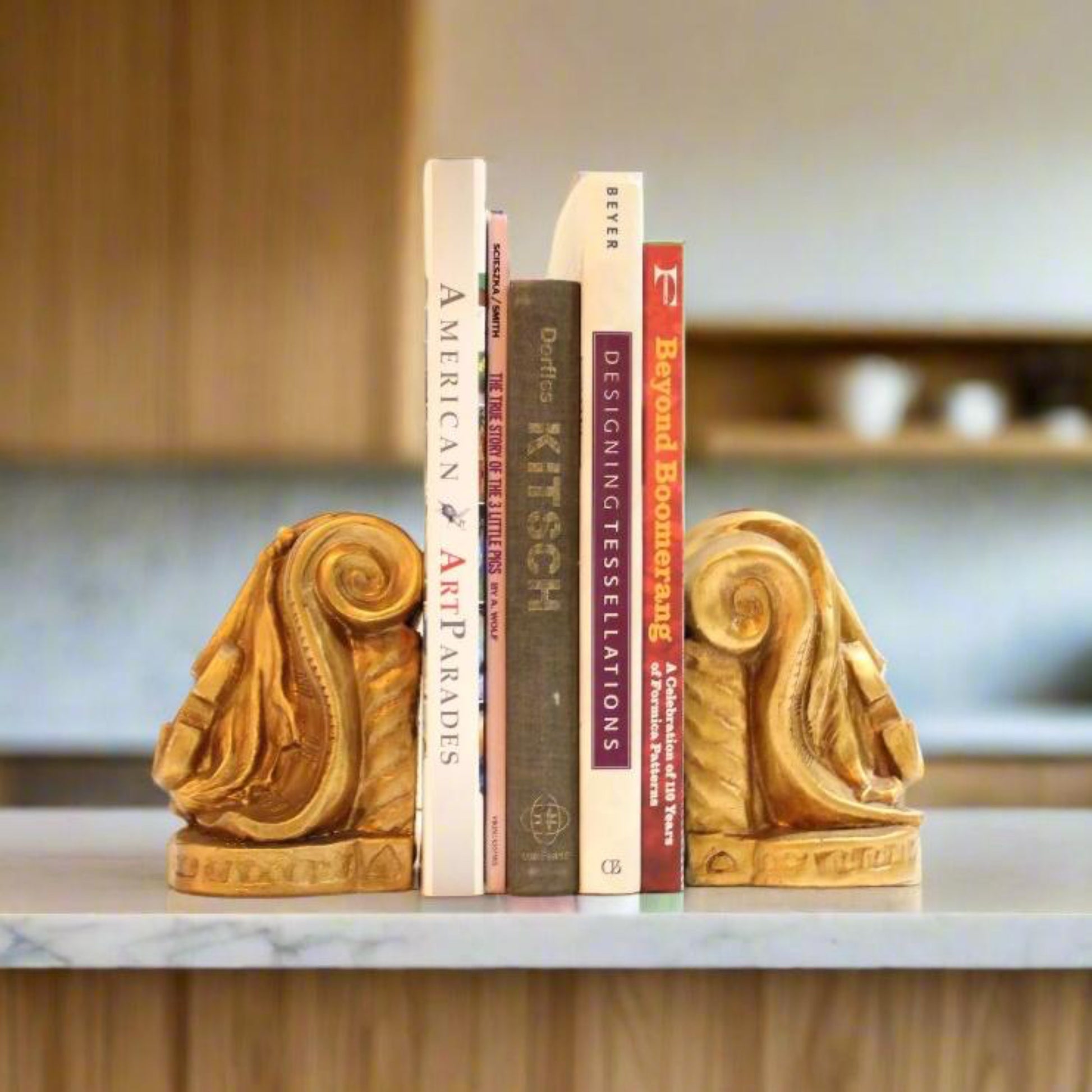 Mid-Century Gold Gilt Musical Bookends