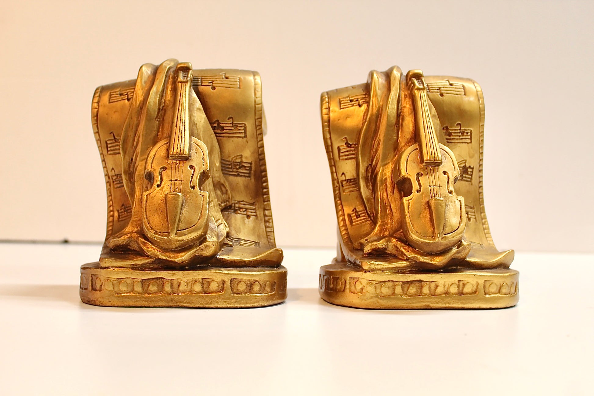 Gold Gilt Music Bookends 