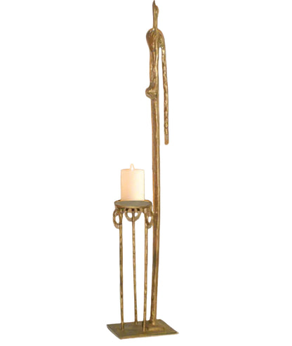 1970's Abstract Gold Glit Greek Goddess Candle Holder