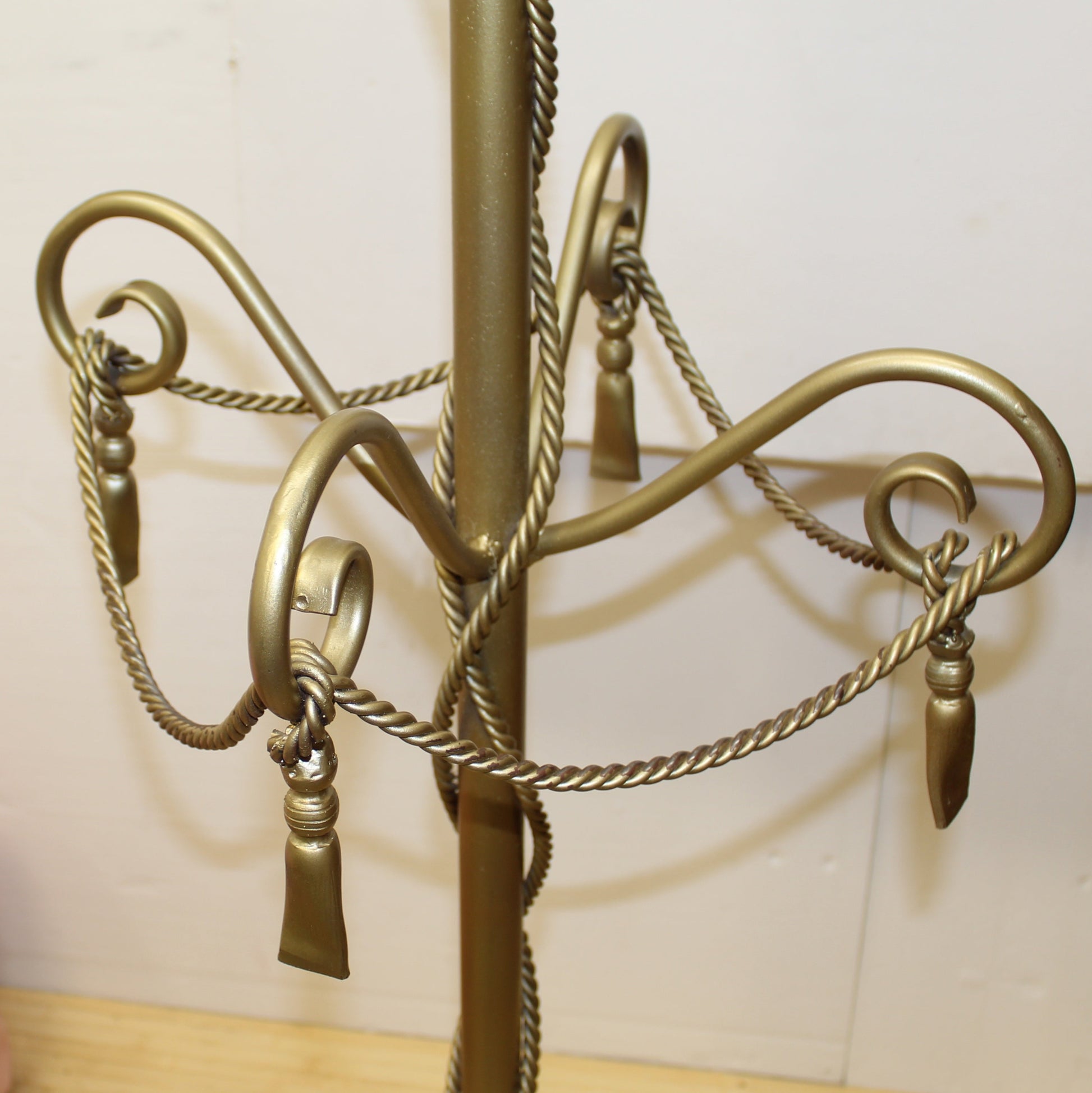 Gold Rope & Tassels Coat Rack | Tall Regency Style