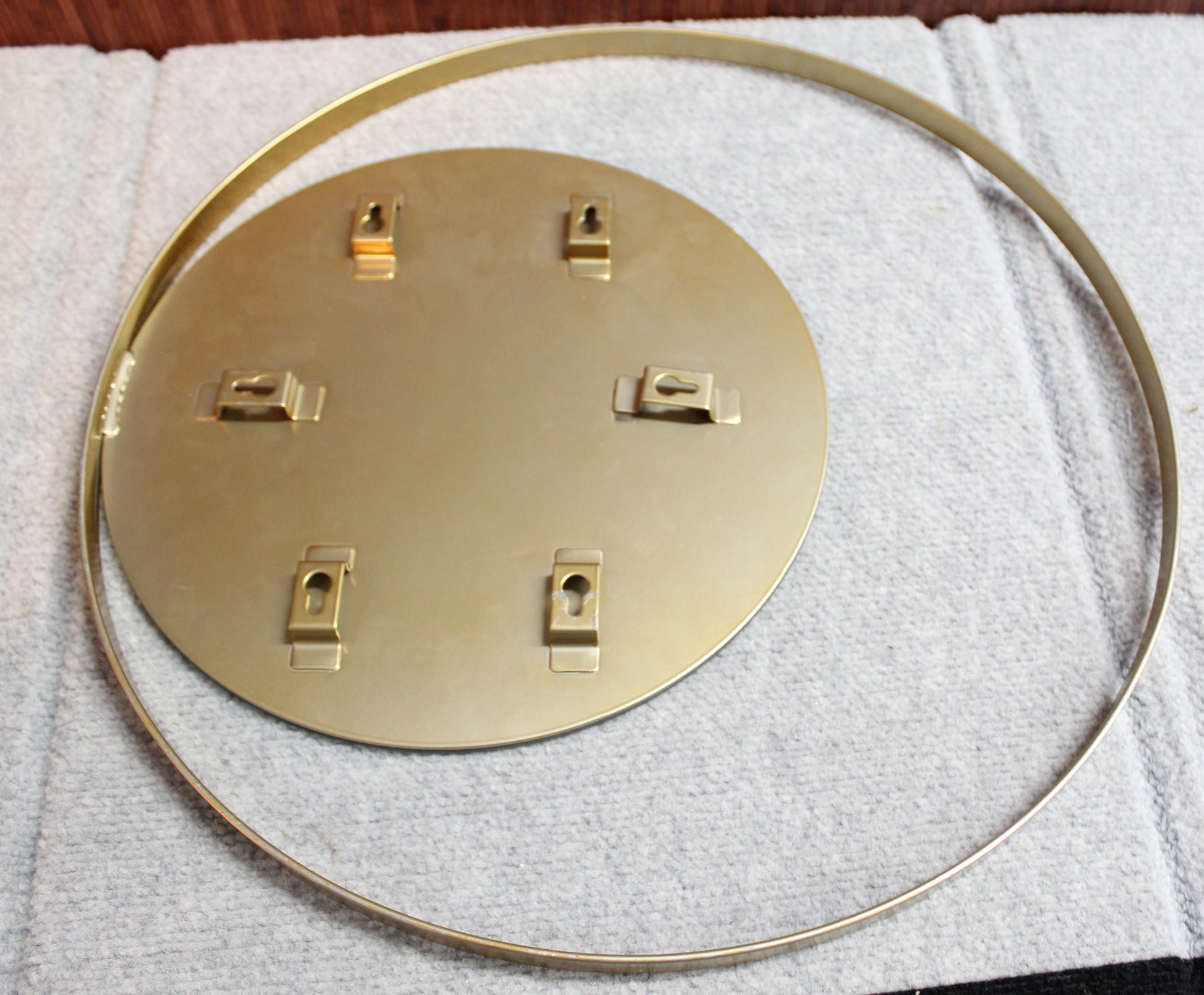 Modernist Double Ring Round Brass Mirror