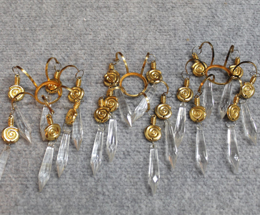 Golden Spiral & Crystal Bangle Bobeches | 3 Pc set